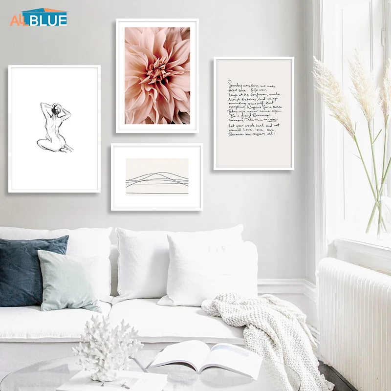 Flower Quote Women Body Canvas Painting Wall Art Posters And Prints Modern Wall Pictures For Living Room Nordic Decoration Home