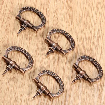 5Pcs Antique Furniture Handle Cabinet Knobs and Handles Retro Kitchen Knobs Drawer Cupboard Pull Door Handles Furniture Fittings