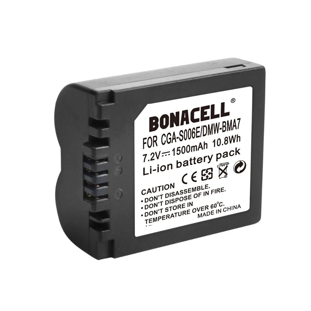Bonacell Батарея ЖК-дисплей Зарядное устройство пакет для цифрового фотоаппарата Panasonic Lumix CGA-S006E DMW-BMA7 DMC-FZ50 FZ30 CGR-S006 CGR-S006A1B CGA-S006 DMW-BMA7