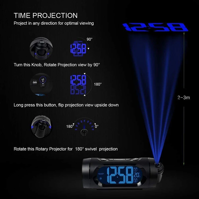 FM радио будильник светодиодный цифровой электронный настольный проектор часы с ночным светильник Повтор Nixie часы usb зарядка