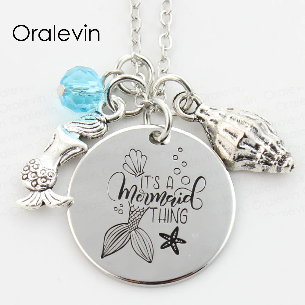 10pcs//lot Mermaid charm it/'s a mermaid thing message StainlessSteel pendant 20mm