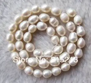 

wb 00143 10PC 7-8mm White Freshwater Pearl Rice Loose Beads String 15