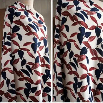 

New White And Fresh Leaves, Printed Corduroy Cloth, Blue Dress, Shirt Shirt Coat, Autumn And Winter Corduroy Fabric