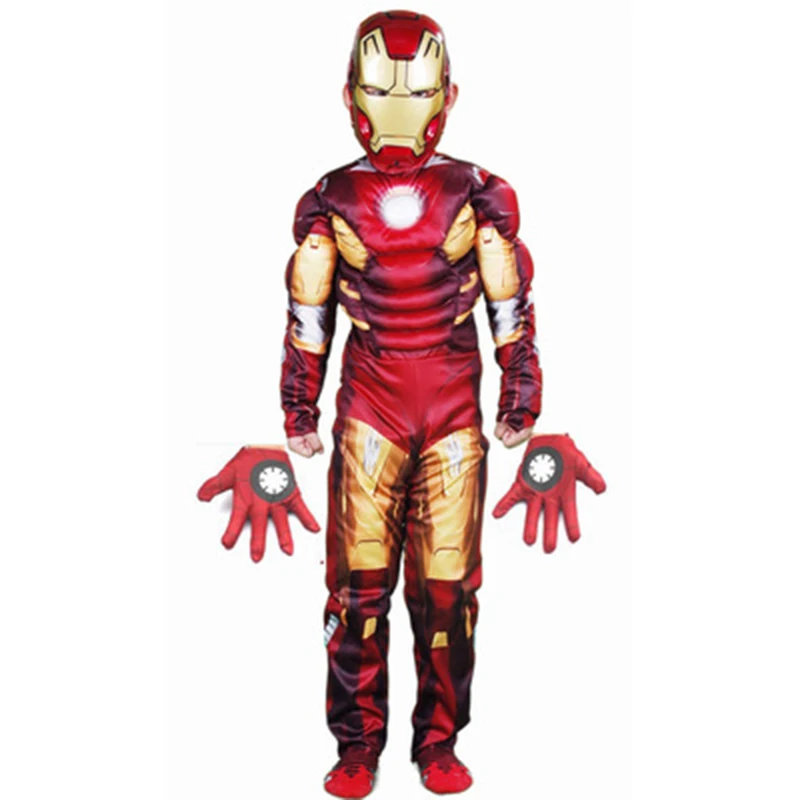 

Iron Man cosplay Stark Children's Wear Kids Jumpsuits Onesies Costume (jumpsuits+mask+gloves)