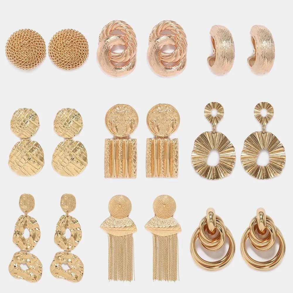 

Bohemian Multicolor Metal Drop Earrings For Women Alloy Geometric Round Waterdrop Shape Dangle Earring Elegant Wedding Jewelry