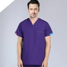 Для мужчин медицинская одежда Игровой Набор доктора Скраб Униформа медсестры больницы Костюмы лабораторный пиджак топ и брюки из двух Костюм из нескольких предметов наборы скрабов