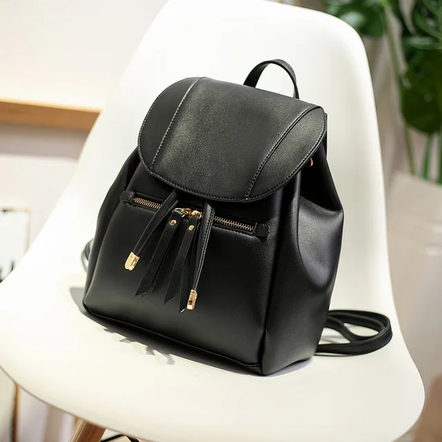 Aliexpress.com : Buy Fashion Women Leather Backpack Solid Drawstring ...