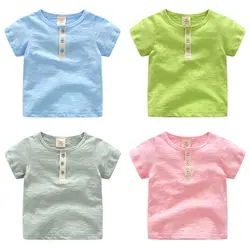 Детская Повседневная футболка с коротким рукавом 2017 для мальчиков на лето детская одежда топ с круглым вырезом