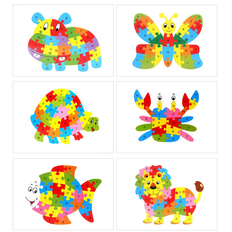

Wooden Animal Alphabet Early Learning Puzzle Jigsaw Board Toy For Children Kids Educational & Learning Intelligent Toys