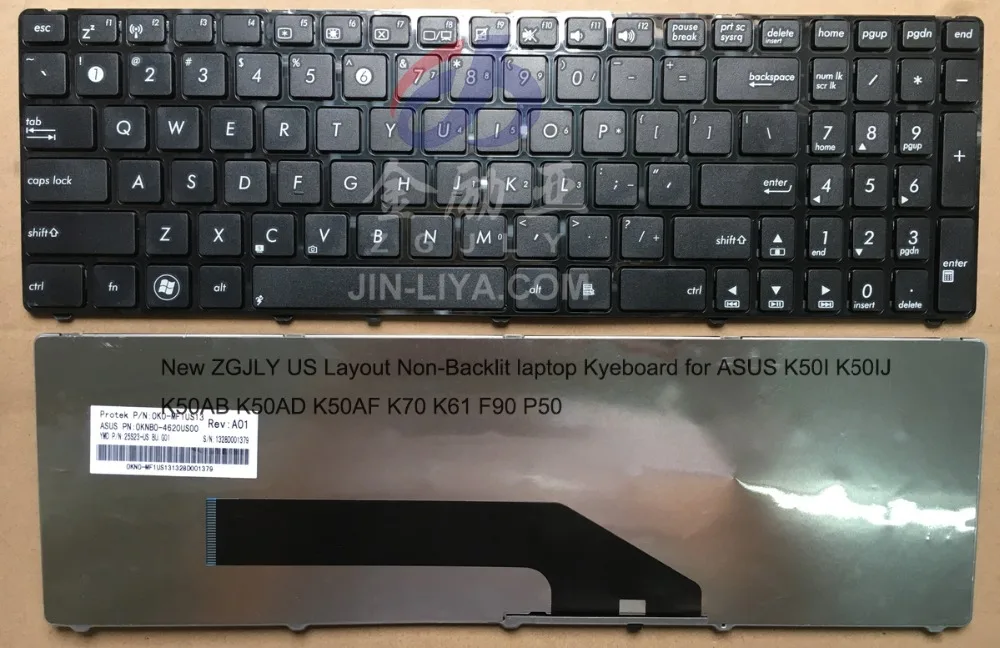Nova ZGJLY EUA Layout Não Retroiluminado substituição laptop Kyeboard ...