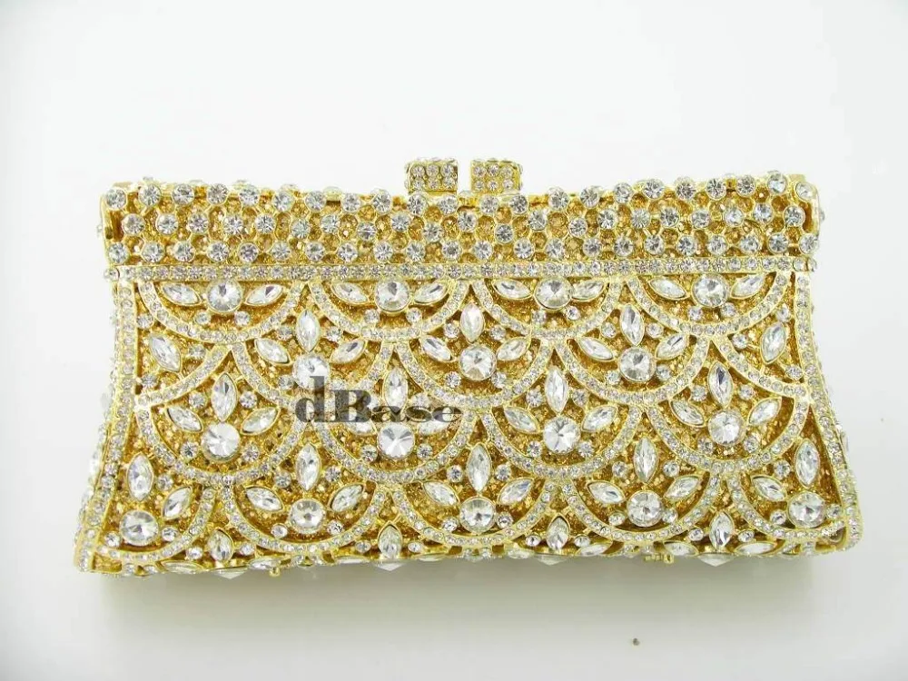 

8272 crystal Lady fashion Wedding Bridal hollow Metal Evening purse clutch bag handbag box