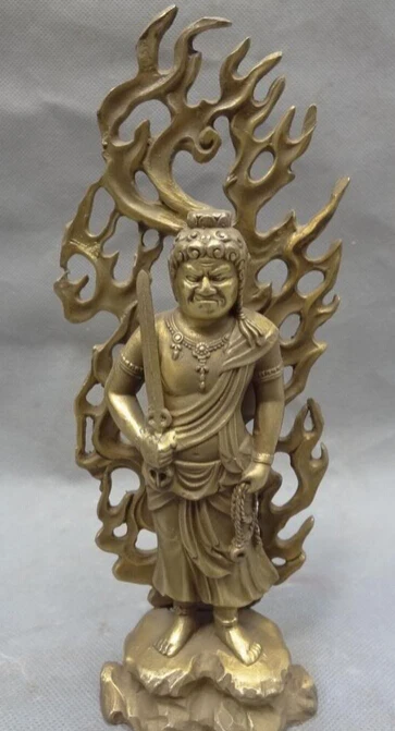 

JP S0610 8" Tibet Buddhism Pure Brass Stand Japanese Fudo-Myo-O Achalanatha Buddha Statue Discount 35%