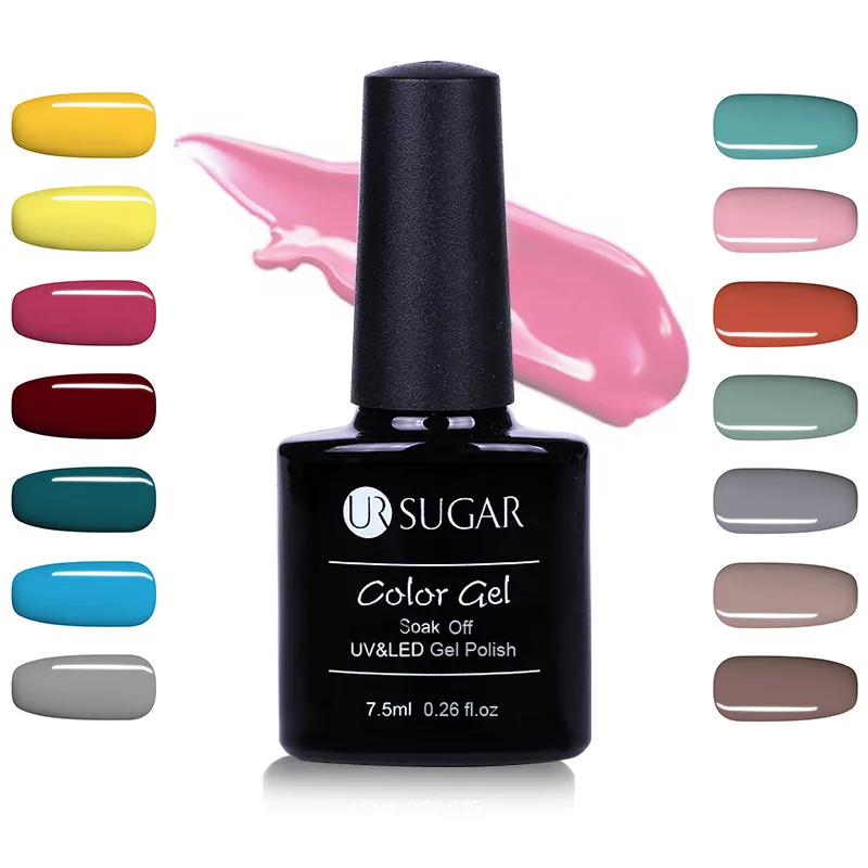 UR SUGAR 16Pcs/set 7.5ml Soak Off UV Gel Polish Pure Pink Nude Glitter