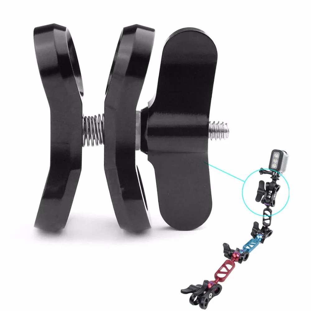 D & F Aluminium Boule Clip Support De Fixation De Type Papillon Support à Pince Kit D'accessoires Pour Boule Adaptateur Pour Caméra Gopro Hero Argent