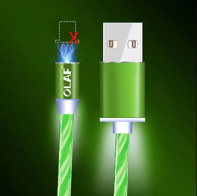 Магнитный usb-кабель Олаф для iPhone, светодиодный, светящийся, магнитный, Micro USB type-C кабель для samsung Galaxy S9 S10 Xiaomi huawei - Цвет: No Plug