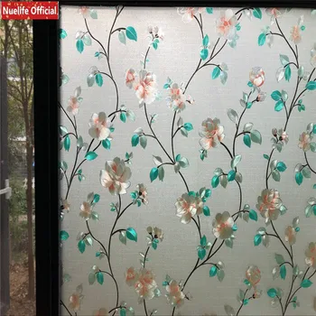 

Painted jasmine pattern static glueless glass film opaque living room office bedroom shop sliding door window film