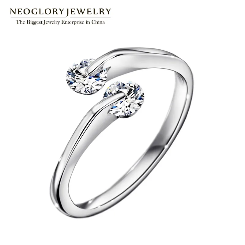 Neoglory Czech White Rhinestone Adjustable Wedding Rings Engagement for Women Gifts 2018 Newin