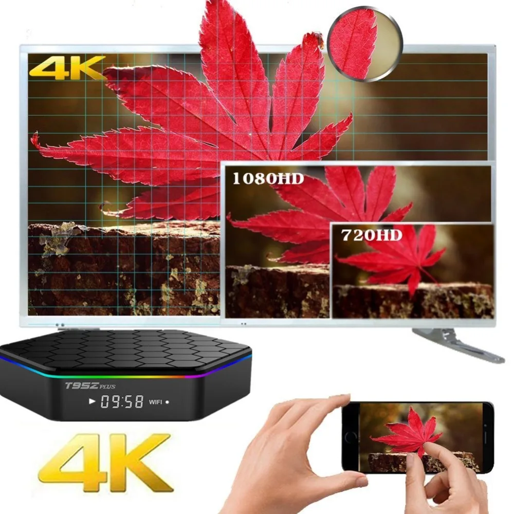 Android Smart tv Box T95Z Plus amlogic S912 2G/16G Смарт-приставки Full HD 4K 3D Wifi 2,4G/5G медиаплеер Qcta Core tv Box