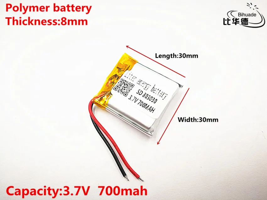 10 шт литиевая батарея хорошего качества 3,7 V, 700 mAH, 803030 полимерный литий-ионный/литий-ионный аккумулятор для игрушки, POWER BANK, gps, mp3, mp4