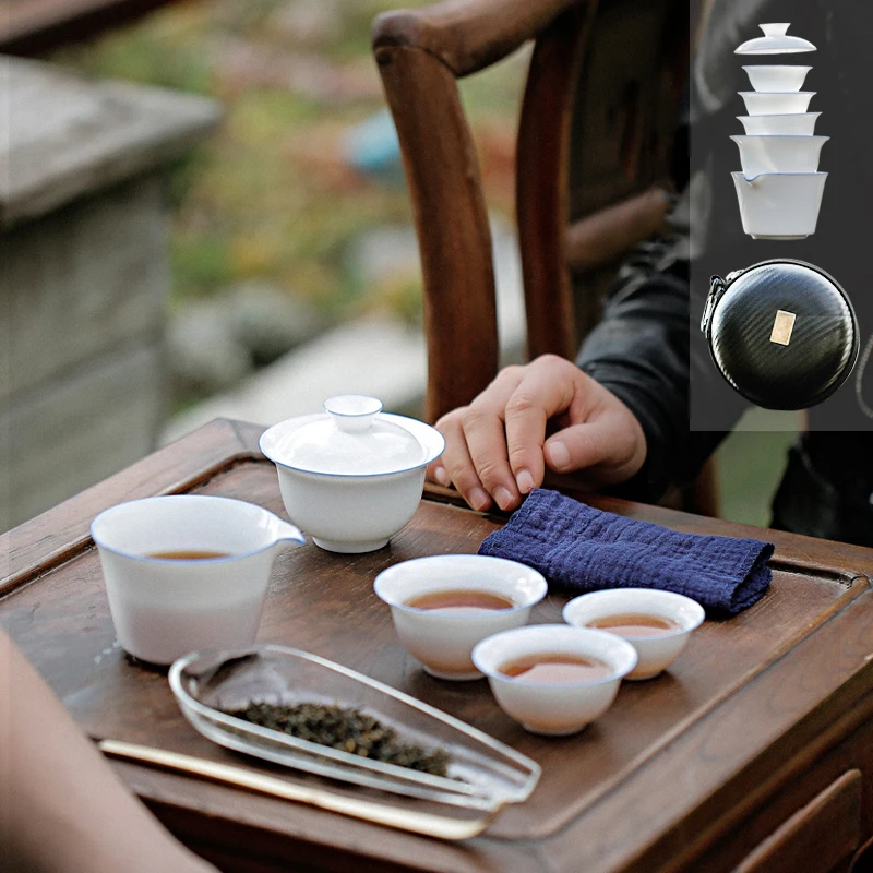 

TANGPIN ceramic gaiwan teapot with 3 cups porcelain teaware portable travel tea sets drinkware