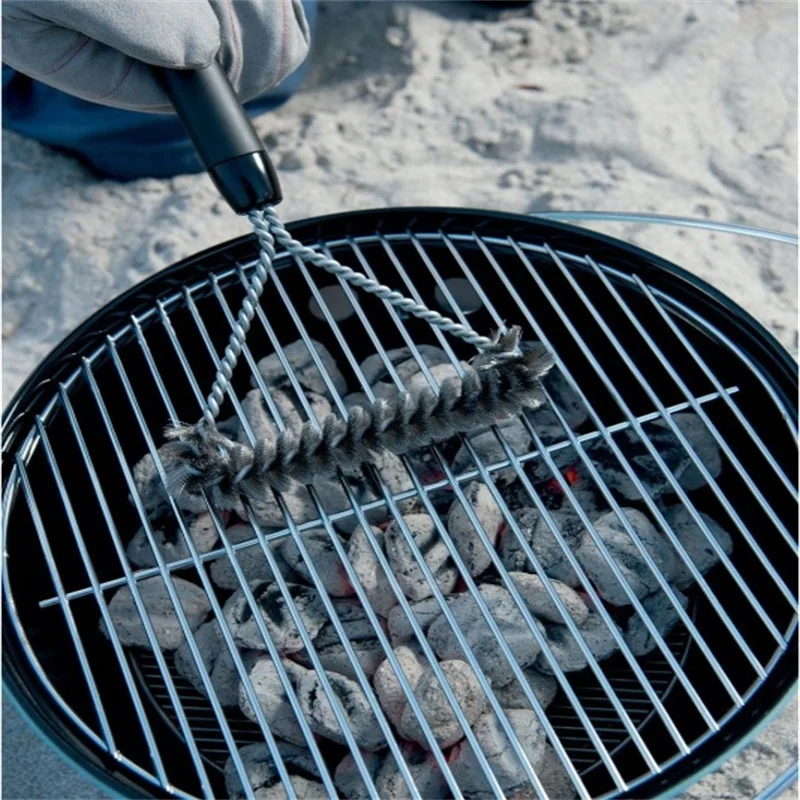 

High Quality Stainless Steel Barbecue Grill Cleaning Brush Wire Cleaner Outdoor BBQ Clean Tool Accessories with Handle