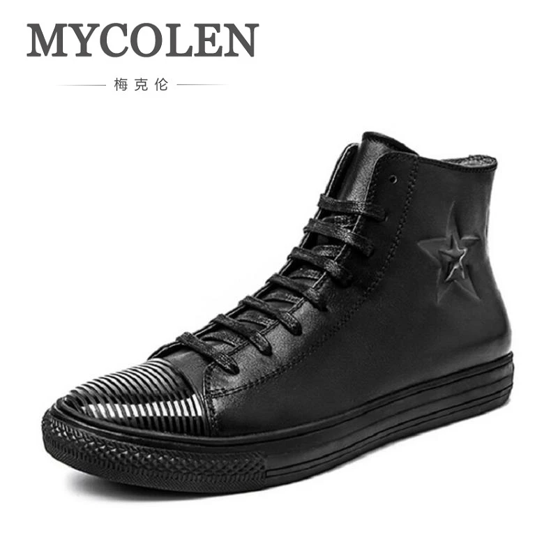 

MYCOLEN Fashion Autumn Men Breathable High-Top Lace Up Shoes Men's Flat Espadrilles High Quality Comfortable Black Men Shoes