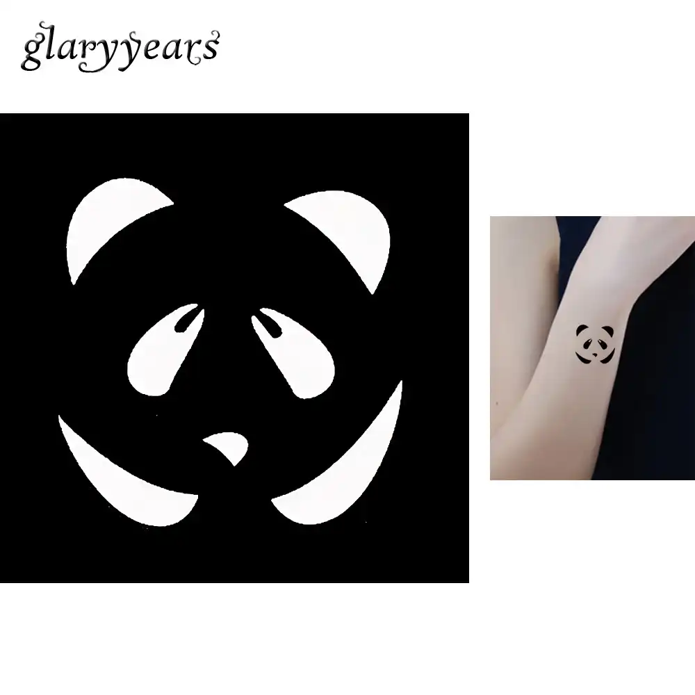 1 Piece Small Henna Tattoo Stencil Hand Body Art For Women Cute Panda Design Airbrush Painting Indian Henna Tattoo Template G127