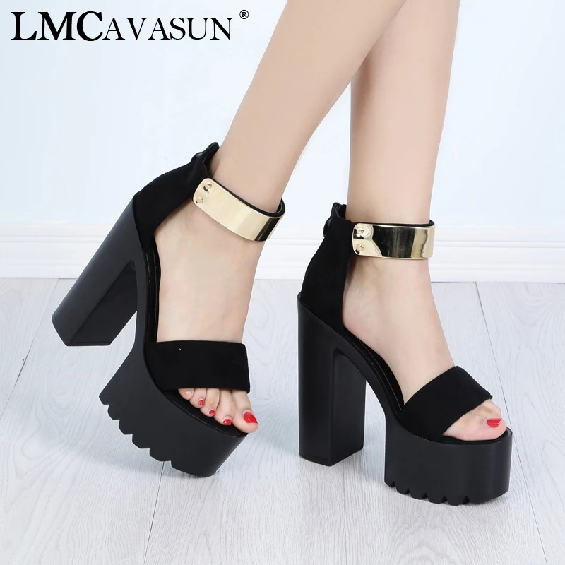 

LMCAVASUN Spring summer Summer New Women 14CM High Super Sandals High Heel Sandals T Table With Waterproof Platform Sandals