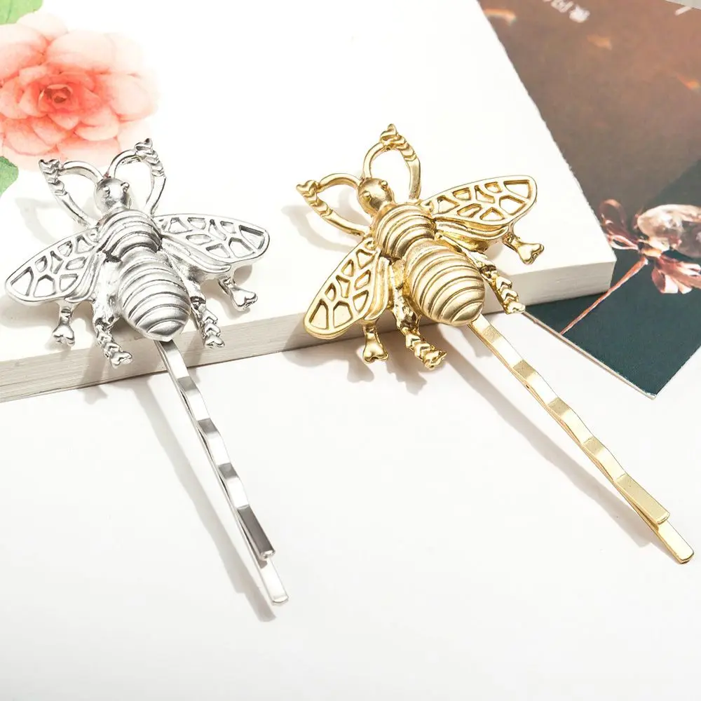 Fashion New Unique Bee Hairpin Gold Silver Side Clip Hair Clip For Women girls Attractive Jewelry Hair Accessories hot sale