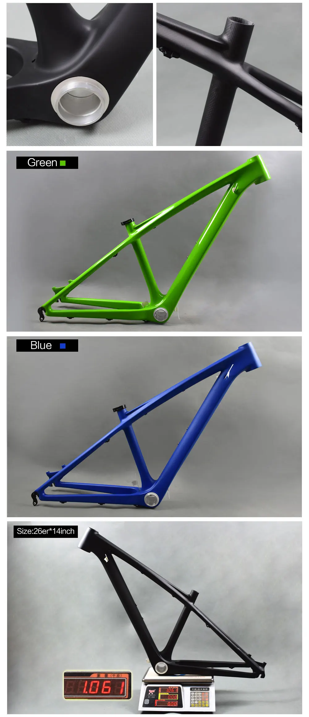 Discount Airwolf carbon frames 26 14inch BB92 carbon frame 3K weave fit for 31.6mm seatpost carbon mtb frame 26er 21