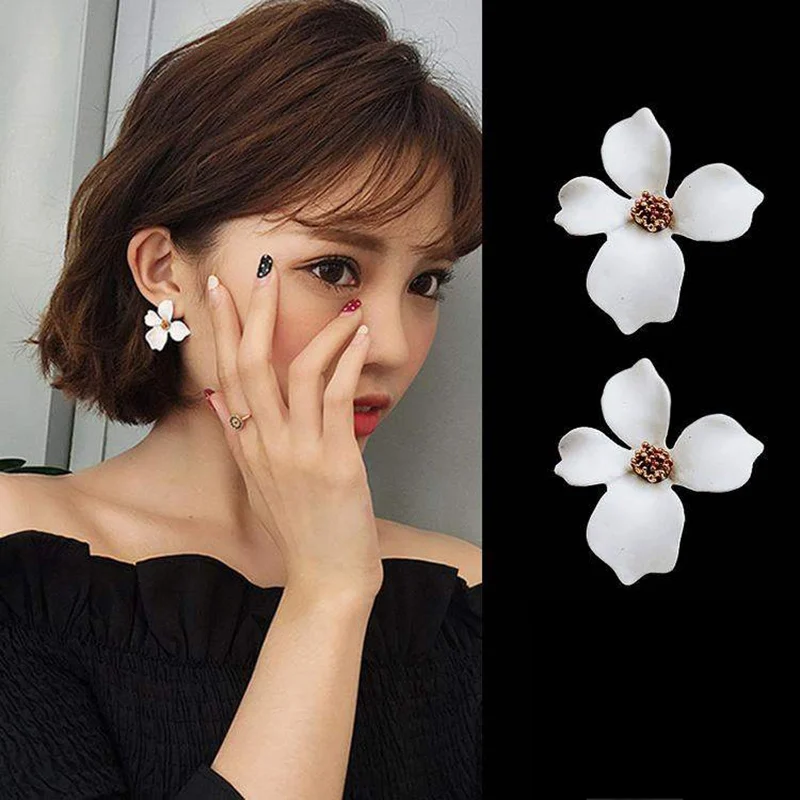 Korean Style Cute Flower Stud Earrings For Women New Fashion Sweet Earrings Femme Brinco Wholesale Jewelry