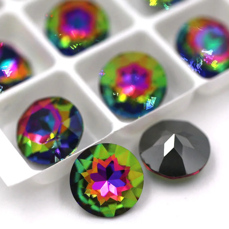 Новое поступление остроконечные клей на стекло стразы Высокое качество Кристалл круглой формы Стразы diy аксессуары для одежды - Цвет: Rainbow