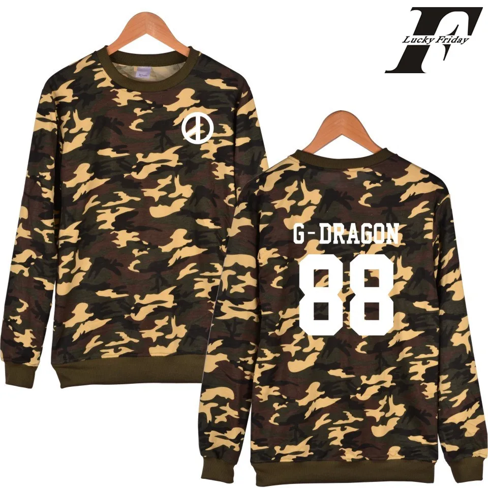 Камуфляжная Толстовка Bigbang G-Dragon мужская толстовка с капюшоном и Осень-зима в