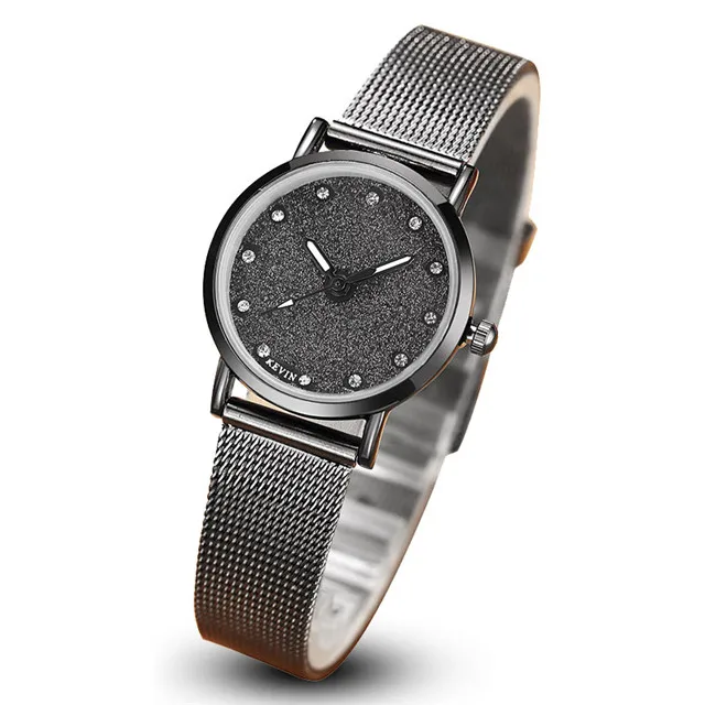 Модные дизайнерские женские часы с кристаллами, простые элегантные женские наручные часы из нержавеющей стали с сетчатым ремешком, роскошные часы relogios feminino - Цвет: Black Women