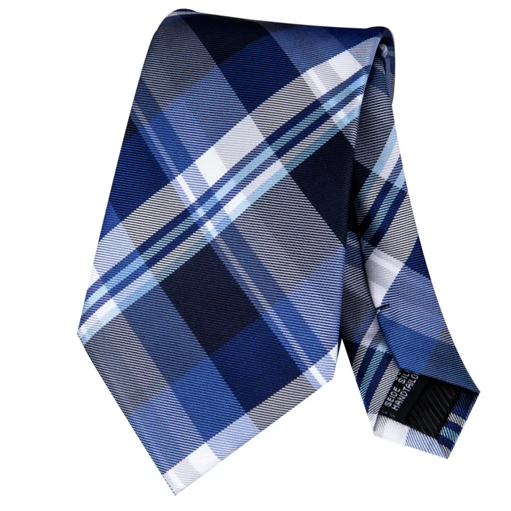 Hi-Tie Мужской Шелковый галстук модный синий клетчатый галстук карманные Квадратные Запонки Набор мужские деловые вечерние синий галстук-бабочка набор C-3013