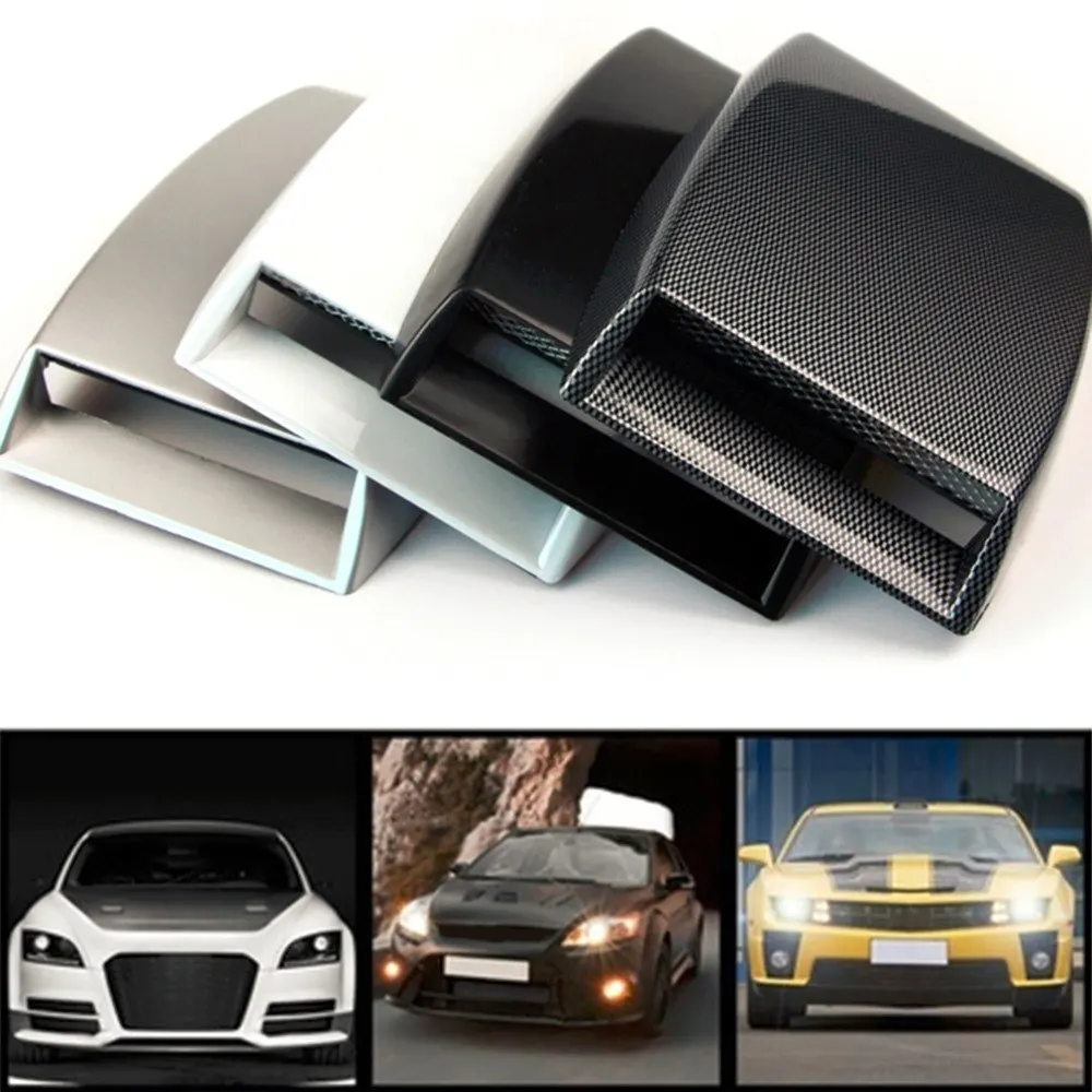 

Automobiles 2 Color car styling Universal Decorative Air Flow Intake Scoop Turbo Bonnet Vent Cover Hood carbon fibre/black HOT