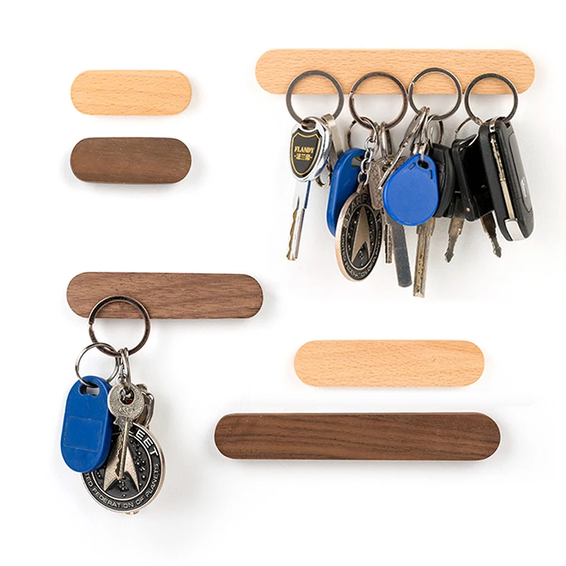 

AIHOME Multifunctional Strong magnetic Wooden Hooks Key wood storage device wall logs key ring Suckers Clerk Housekeeper
