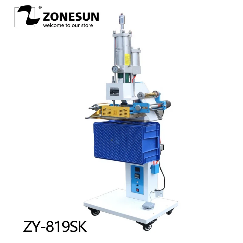 ZONESUN  Hot Foil Stamping Machine Manual Bronzing Machine With Working Table for PVC Card leather and paper Wallet bag