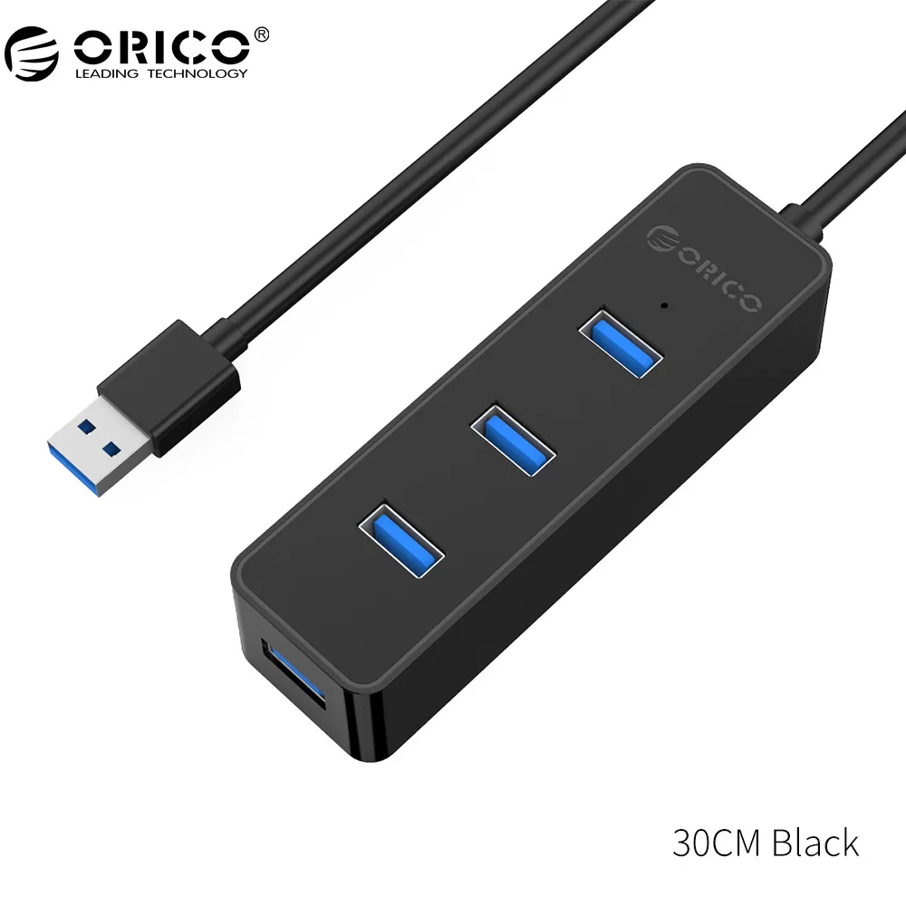 ORICO автобус с питанием от USB 3,0 с VL812 Чипсет 4 Порты и разъёмы хаб для ноутбука/Ультрабук-черный(W5PH4-U3 - Цвет: 30 CM Black