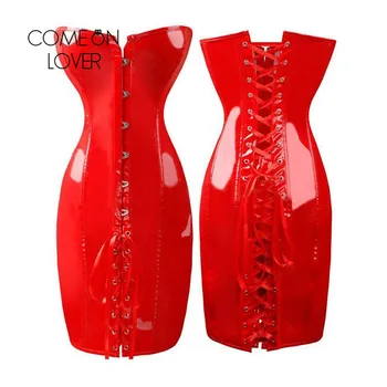 

AI9005 Comeonlover Sexy Shape Body Slim Pvc Corset Bondage Strapless Leather Corset Dress Steampunk Dress Gothic Waist Corsets