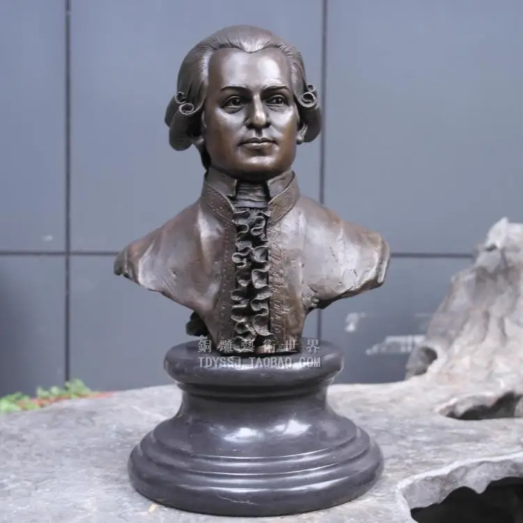 Musician Mozart bronze sculpture portrait Bust Statue Figure decoration