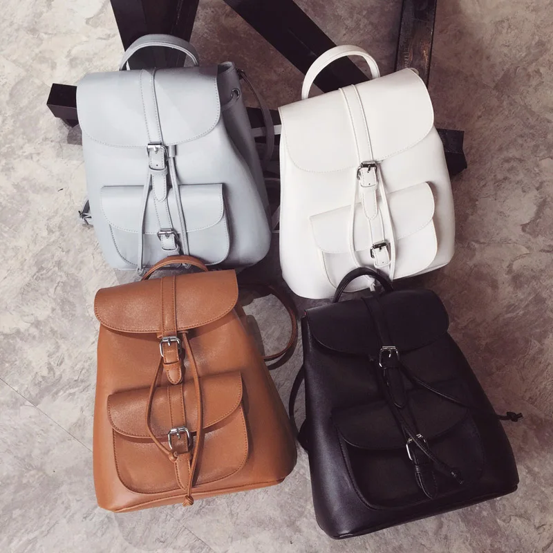 Women Drawstring Leather Backpack French Shoulder Bag Trendy Female School Bag Teenage Girls High Quality Fashion Rucksack X950H