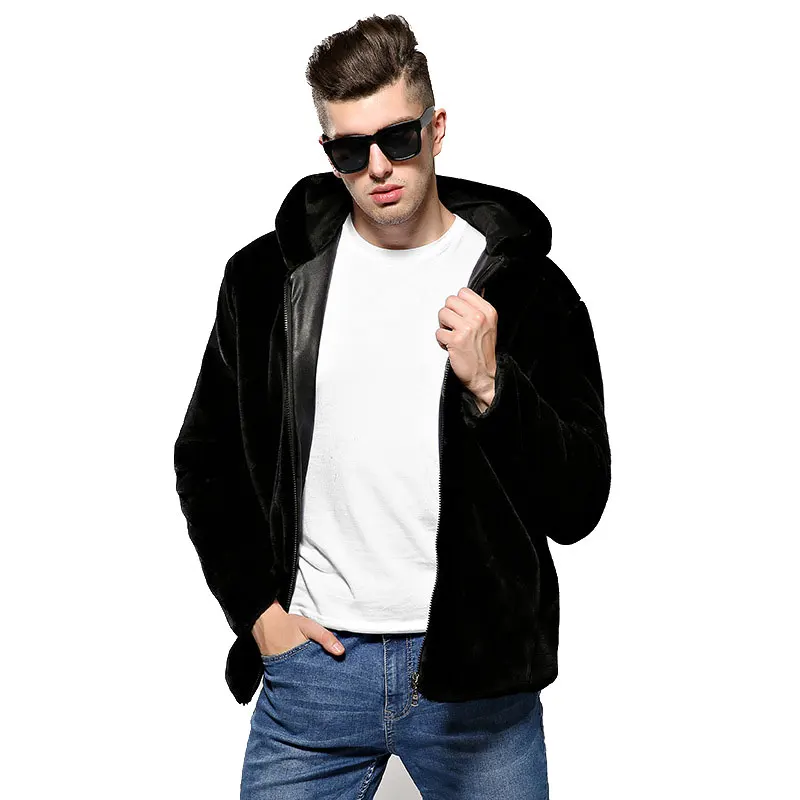 

Faux Leather Coats Men Hooded Mens Fur Coats Synthetic Mink Pelts Male Leather Jackets Overcoats