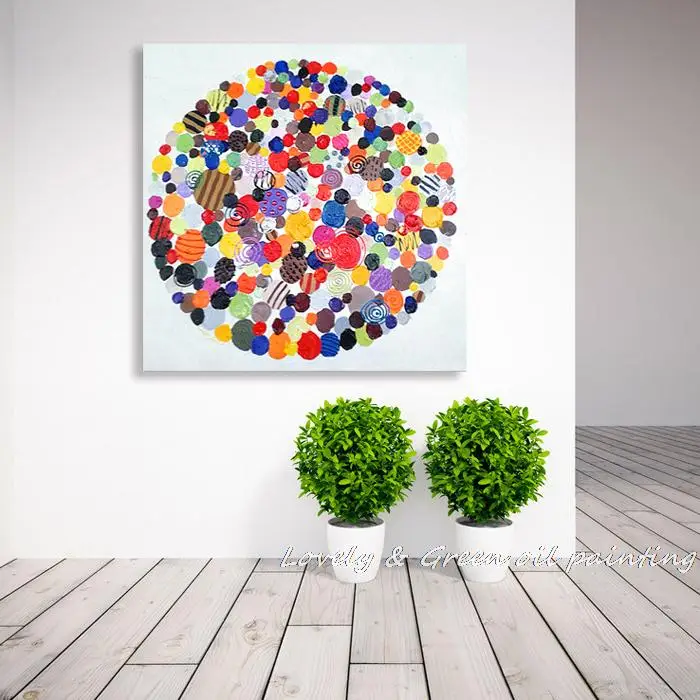 

Free Shipping Hand Painting Oil Paintings On Canvas Colorful Rounded Figure Home Decoration Modern Abstract Oil Painting Wall