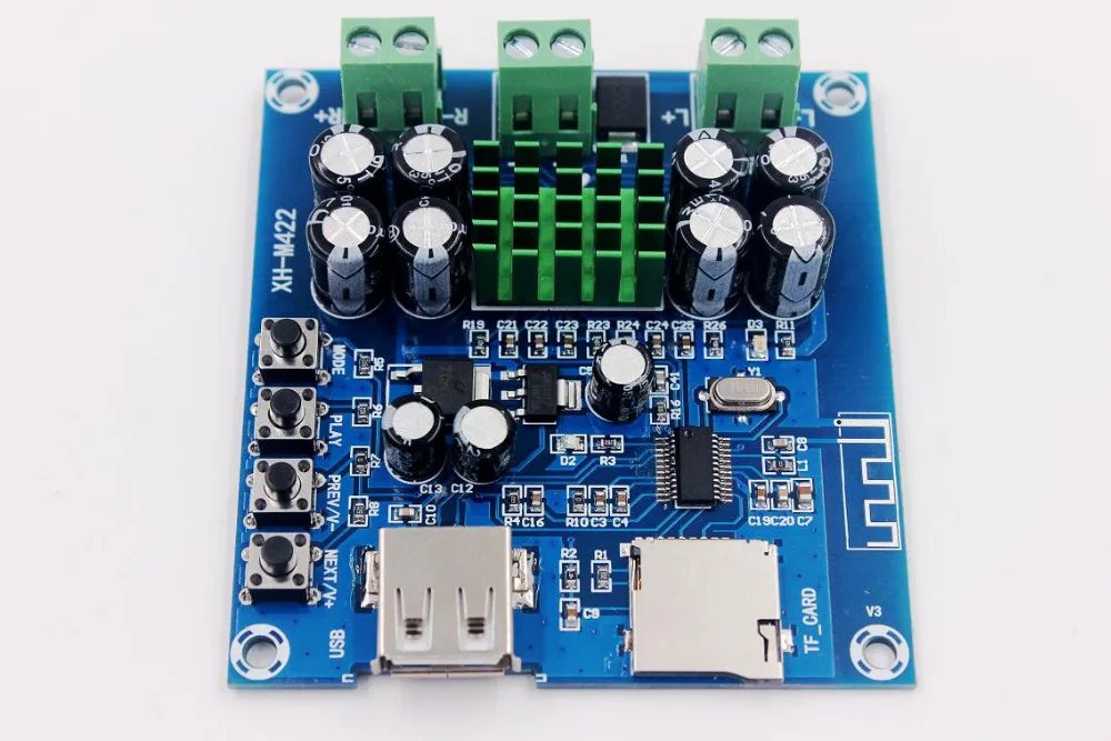 

Bluetooth Audio Receiver Power amplifier board USB disk TF card Music player TPA3116D2 50W x2 Digital power amplifier board