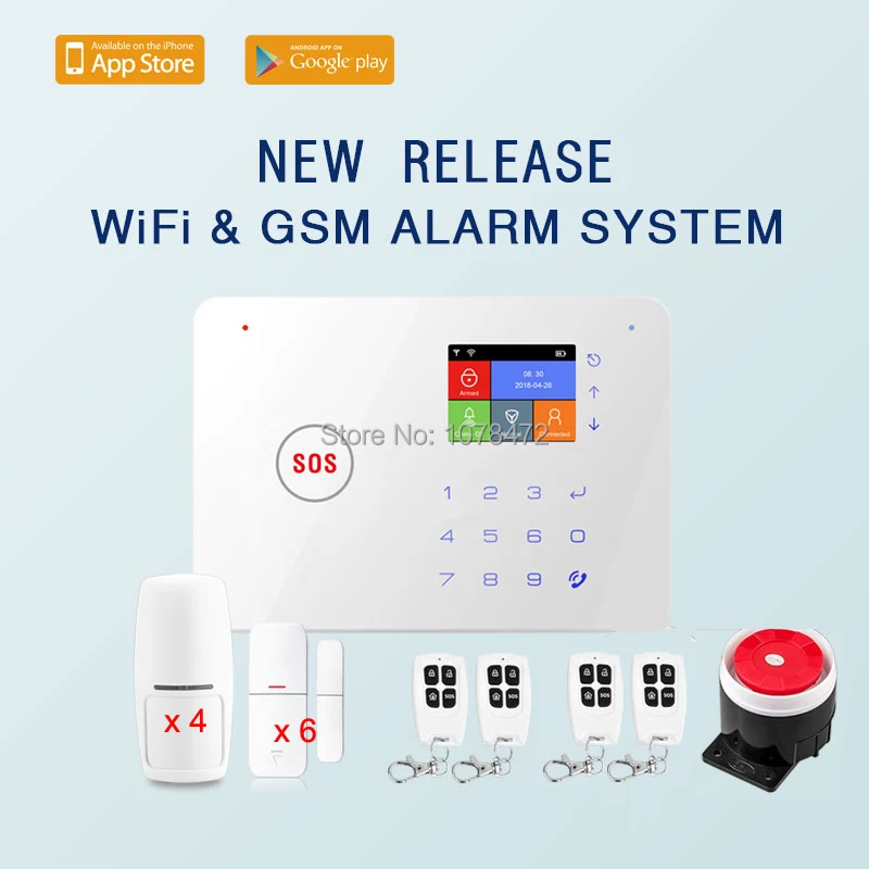 Абсолютно новая GSM Wi-Fi сигнализация, iOS Android APP Контролируемая домашняя охранная сигнализация, домашняя охранная сигнализация