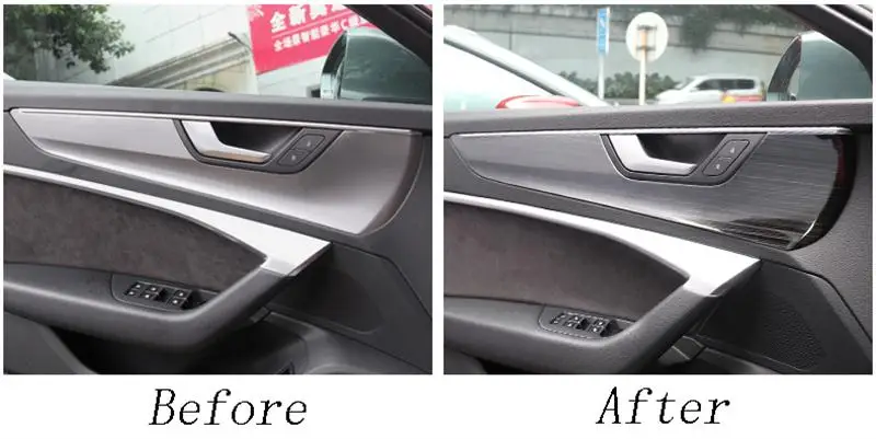 Car styling Carbon fiber Interior Door Handle Covers Trim Door Bowl Stickers decoration Frame for Audi A6 C8 auto accessories