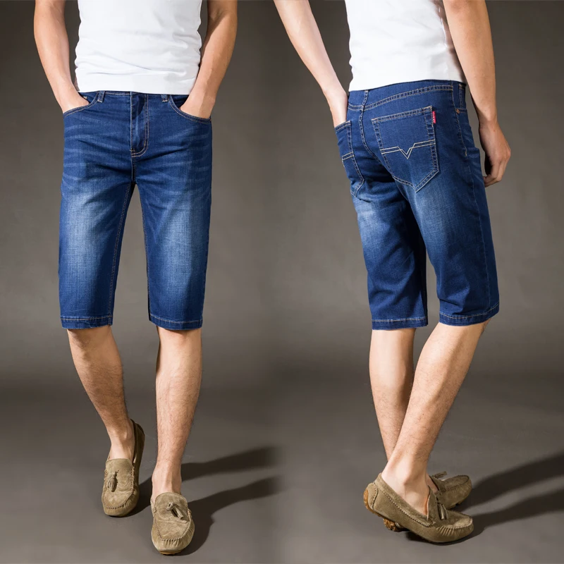 A classic summer leisure pure cotton elastic white dark blue light blue jeans shipping 29 38