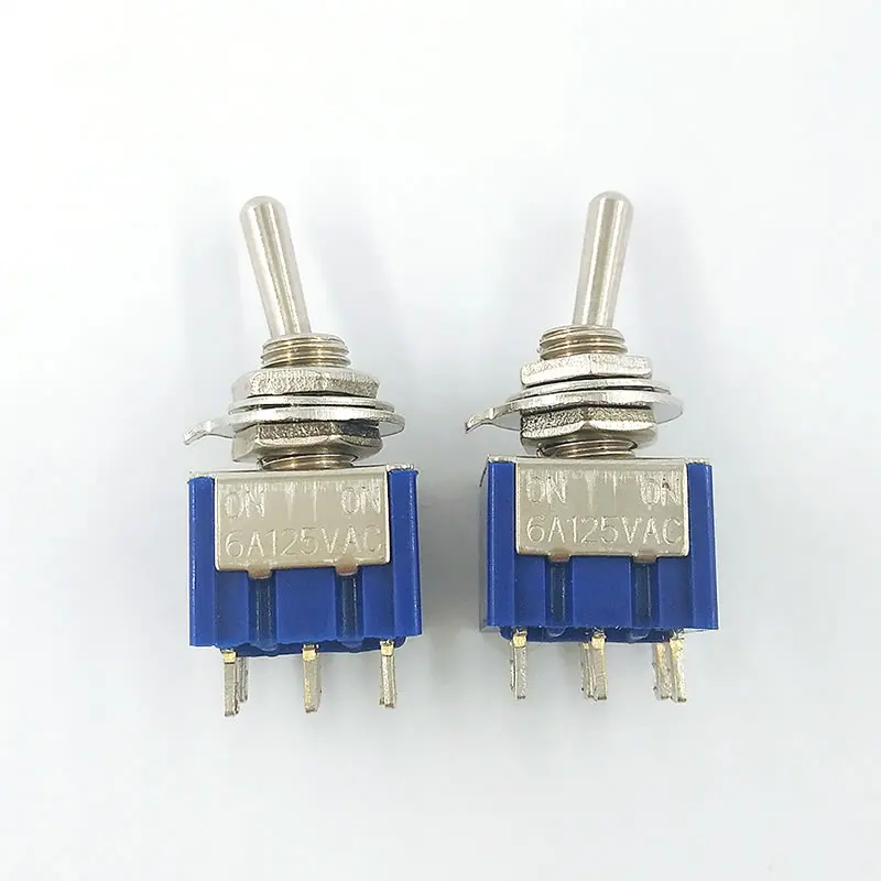 Миниатюрный рычажный переключатель 5 шт./лот DPDT 6A 125V AC / 3A 250V 6 контактный вкл/вкл 13