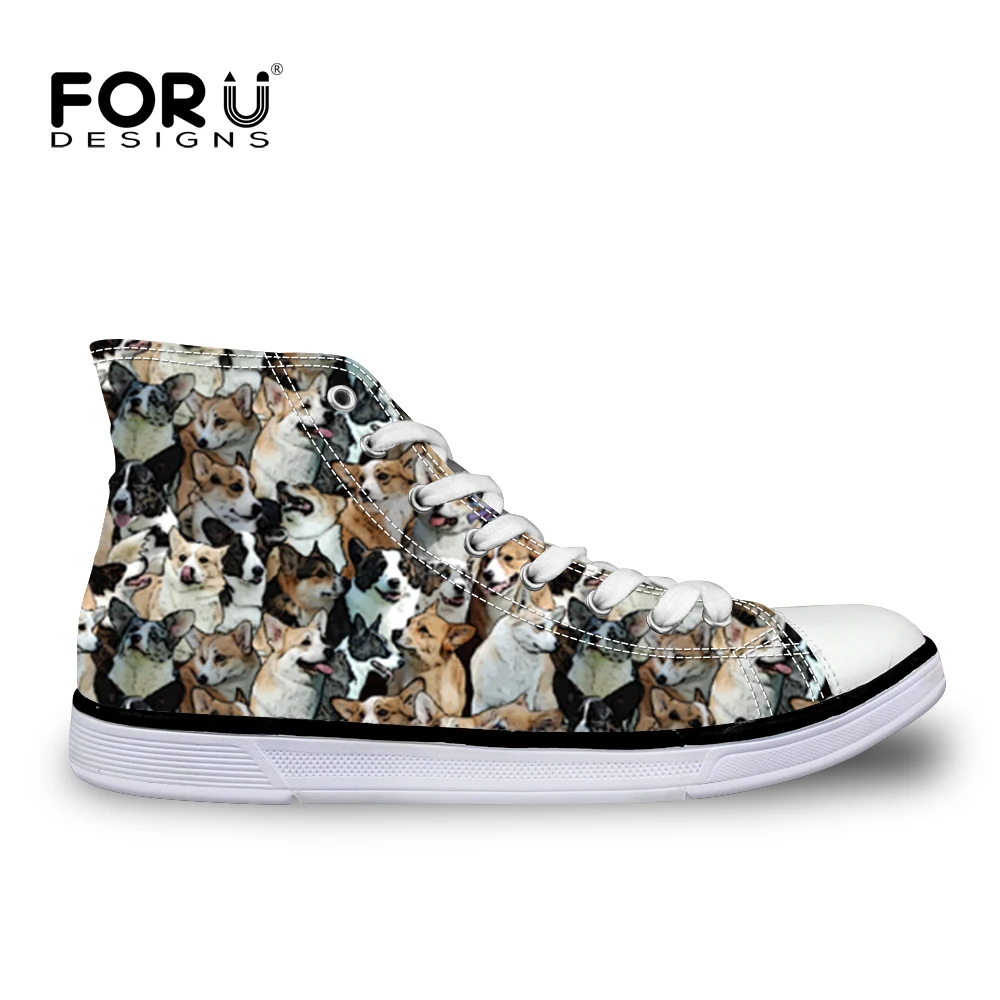 

FORUDESIGNS Cartoon Girls Sneakers Corgi Animal Printed Women Vulcanize Shoes Ladies Flat Fashion Casual Canvas Shoes Wholesale